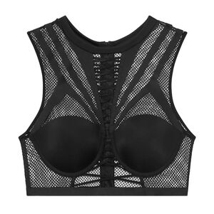 Victoria's Secret Balmain Black Strappy Bralette Crop Top Bustier Tank 36D Sexy